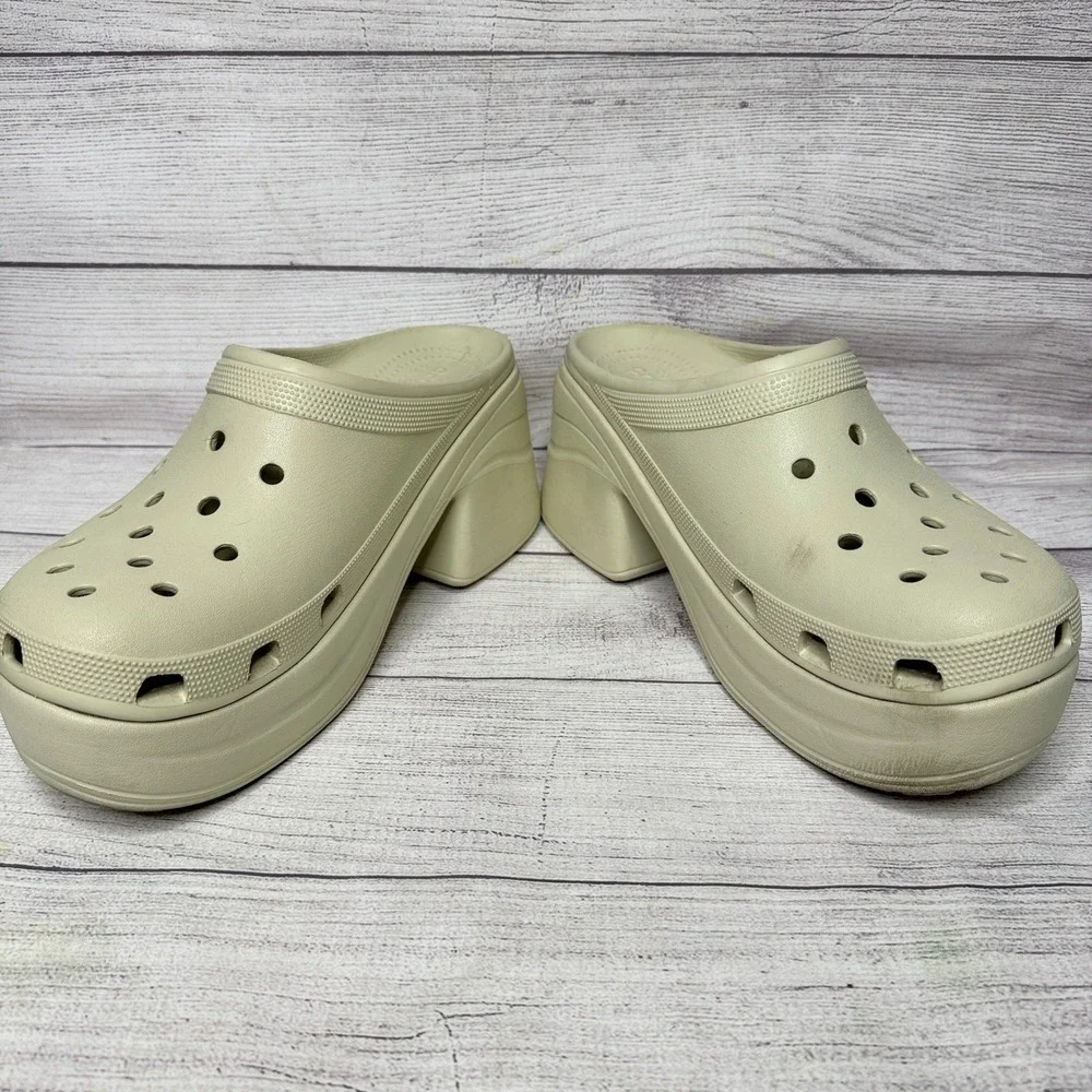Crocs Platform Clog Heel Sandal‎ Beige Classic Comfort Shoes Men's 13